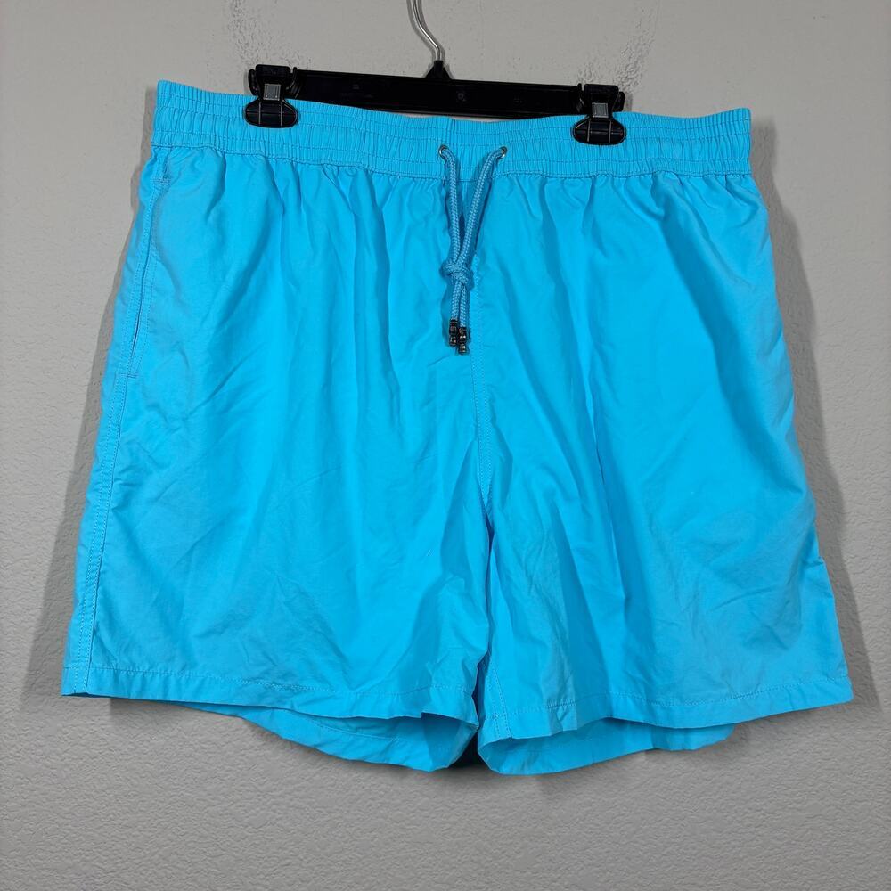 Les Canebiers Mens Size 4XL Ermitage Swim Shorts Acqua Turquoise Drawstring